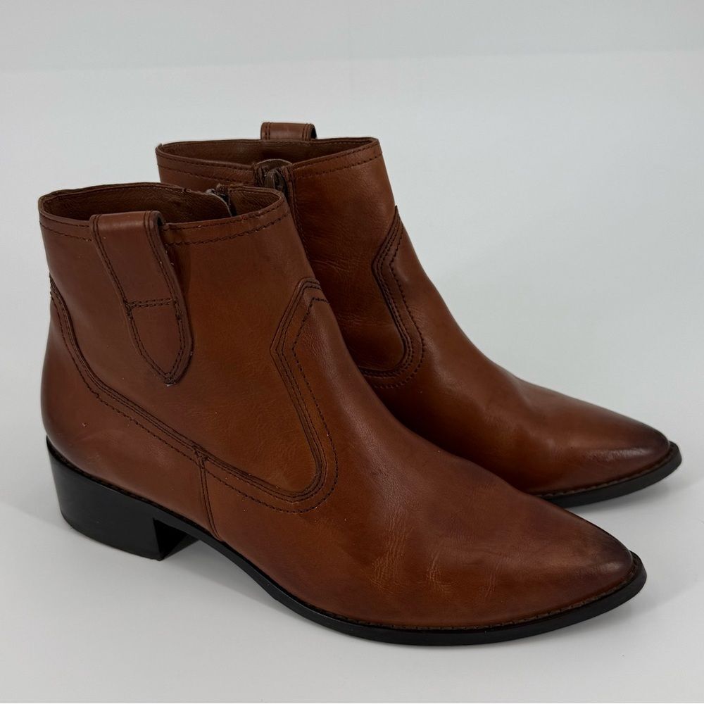 Paul Green Niche Pointed Toe Ankle Bootie in Cognac Leather | UK 6 / US 8.5